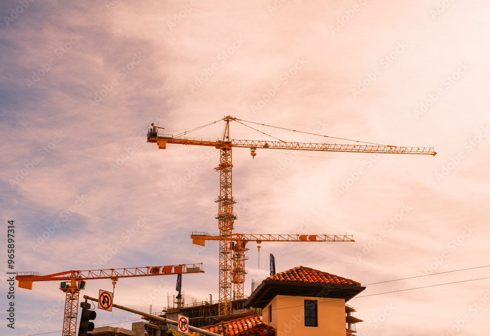 Wall mural construction site with cranes coral gables miami