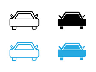 Car icon black and white vector outline sign