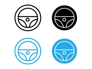 car Steering wheel icon black and white vector outline sign