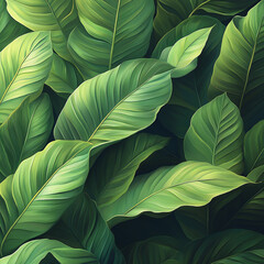 Obraz premium A close up of green leaves with a lush green background