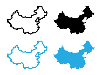 china map icon black and white vector outline sign