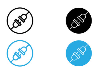 Connect plug icon black and white vector outline sign