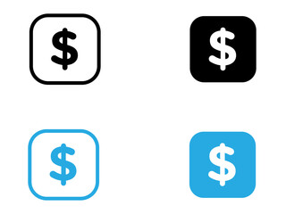 Dollar icon black and white vector outline sign