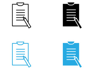 Document petition icon black and white vector outline sign