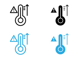 Fever, high temperature icon black and white vector outline sign