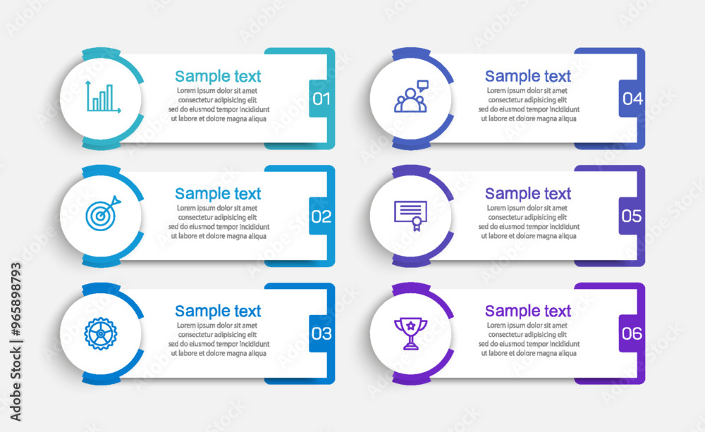 Wall mural business vector infographic design template with icons and 6 options or steps. can be used for proce