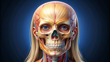 female skull anatomy detailed illustration realistic format medical education brain skull base