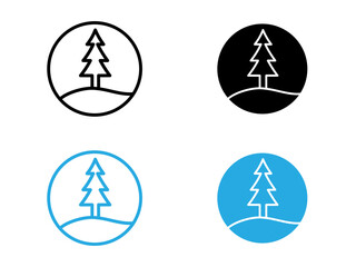 Forest and park trees icon black and white vector outline sign