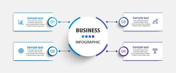 	
Business infographic design template with 4 options, steps or processes. Can be used for workflow layout, diagram, annual report, web design	