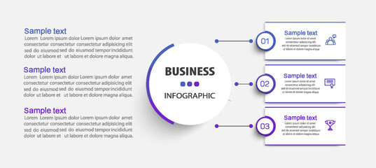 Infographic design template with icons and 3 options or steps. Can be used for process diagram, presentations, workflow layout, banner, flow chart, info graph