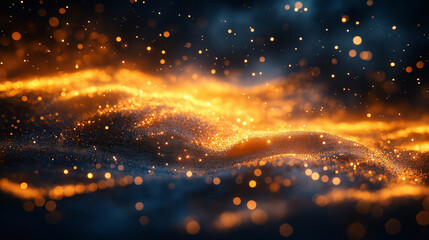 Naklejka premium The image is a blurry, abstract representation of a wave with orange