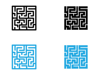 Labyrinth icon black and white vector outline sign