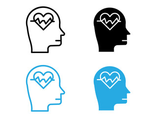 Mental Health icon black and white vector outline sign