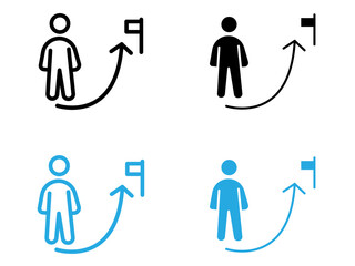 Mission Path icon black and white vector outline sign