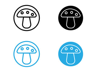 mushroom icon black and white vector outline sign