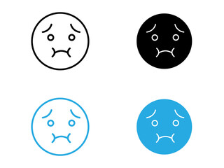 Nauseated emoji icon black and white vector outline sign