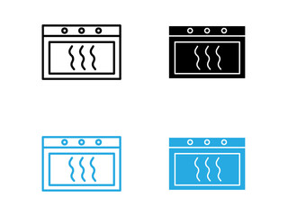 Oven icon black and white vector outline sign
