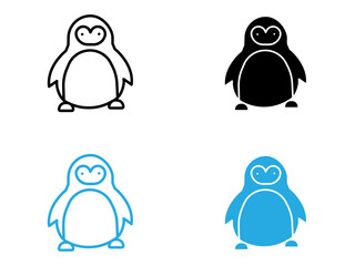 Penguin icon black and white vector outline sign
