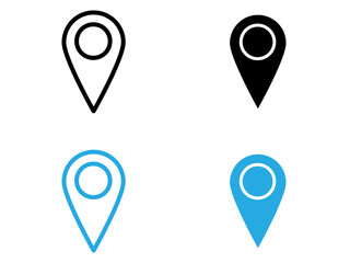 Pin icon black and white vector outline sign