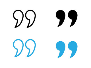 Quote icon black and white vector outline sign