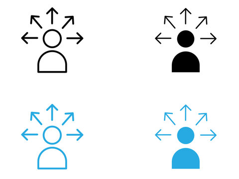 Productive man icon black and white vector outline sign