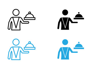 restaurant Waiter icon black and white vector outline sign