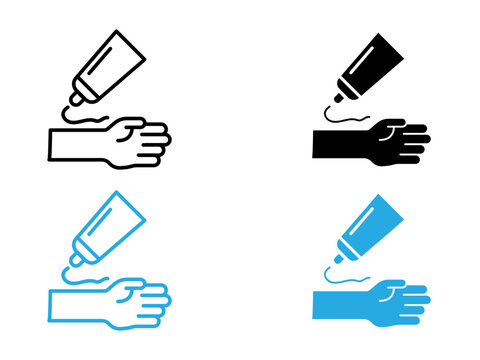 relief gel on arm icon black and white vector outline sign