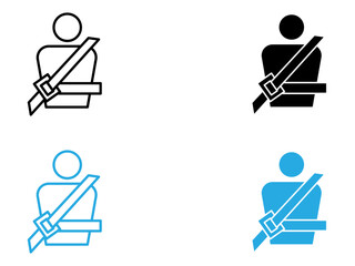 Safety belt icon black and white vector outline sign