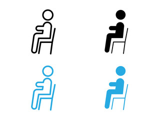 Sitting icon black and white vector outline sign