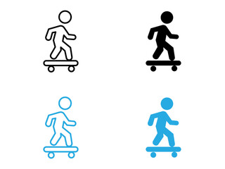 skateboarding icon black and white vector outline sign