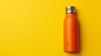 metal thermal bottle for water on isolated background. Stainless Steel Vacuum Insulated thermos Bottle