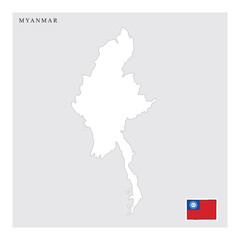 Fototapeta premium myanmar country map and flag.eps