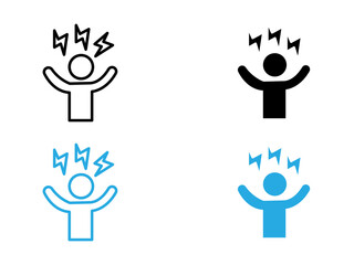 Stress icon black and white vector outline sign