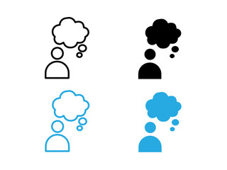 Thinking icon black and white vector outline sign