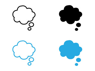 Thinking bubble icon black and white vector outline sign