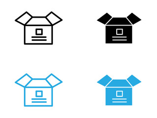 Unpack icon black and white vector outline sign