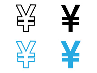 Obraz premium Yen sign icon black and white vector outline sign