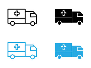 Ambulance icon black and white vector outline sign