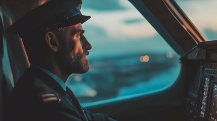 Pilot Looking from the Window of a Plane