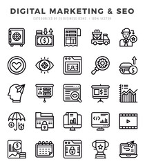icons set. Digital Marketing & SEO for web. app. vector illustration.