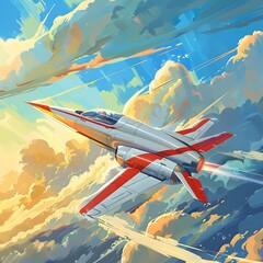 Obraz premium High Speed Anthropomorphic Jet in a Sun Dappled Sky Scape