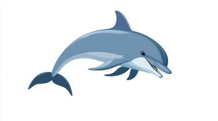 Obraz premium Cartoon dolphin smiling with clean teeth, isolated