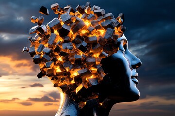 Brain reflecting on the past as memories flood back, connecting experiences to emotions and lessons learned