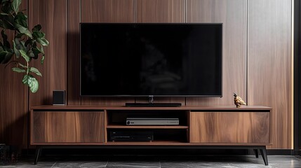 Dark Wooden TV Stand with Space for Electronic Devices