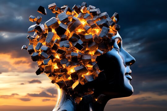 Brain reflecting on the past as memories flood back, connecting experiences to emotions and lessons learned