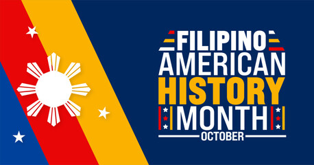 Filipino American History Month background or banner design template is observed every year in October. Holiday concept. Template for card, poster, placard, template. eps 10