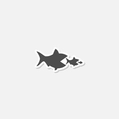 Food Chain Fish icon sticker isolated on gray background