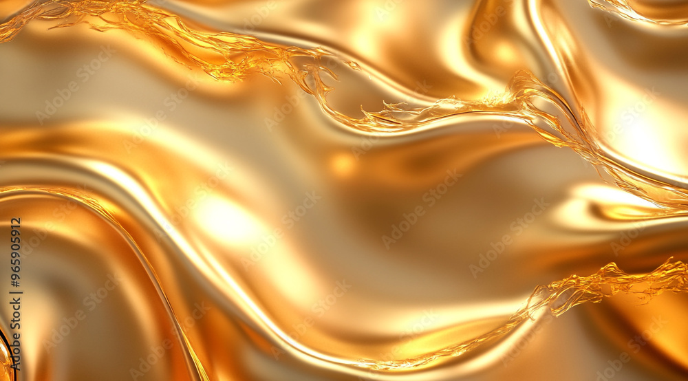 Wall mural A golden abstract background with flowing organic shapes, creating an elegant and luxurious feel. 