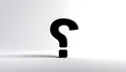 Curious black question mark outline on white background symbolizing inquiry, mystery, and design elements