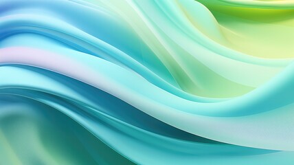 Obraz premium A smooth, flowing abstract design featuring soft gradients of blue and green hues, creating a calming visual effect.